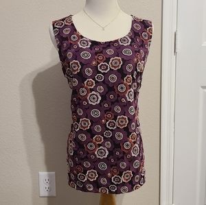 Tommy Hilfiger Purple Floral Embroidered Top Sz L